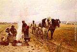 Adrien Moreau Plowing The Fields painting